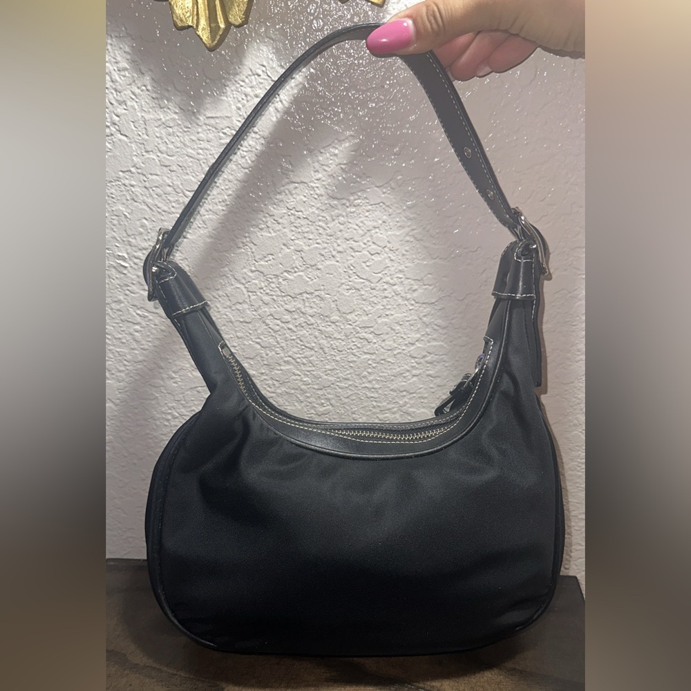 Coach Black Nylon & Leather Shoulder Bag – Style 4449 – Made in Turkey